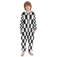 thumbnail image 2 of Soft Big Kids Onesie Pajamas Cozy Loose-Fit Jumpsuits for kids with Pockets for Christmas Lounge & Play Black and White Check, 2 of 8
