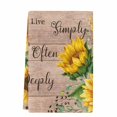 thumbnail image 2 of Yellow Sunflowers Kitchen Towels Set of 1, Farmhouse Floral Rustic Leaves Brown Wood Absorbent Dish Towels for Kitchen, Microfiber Hand Towel, Quick Drying Tea Towel for Cleaning Dishcloths, 2 of 7