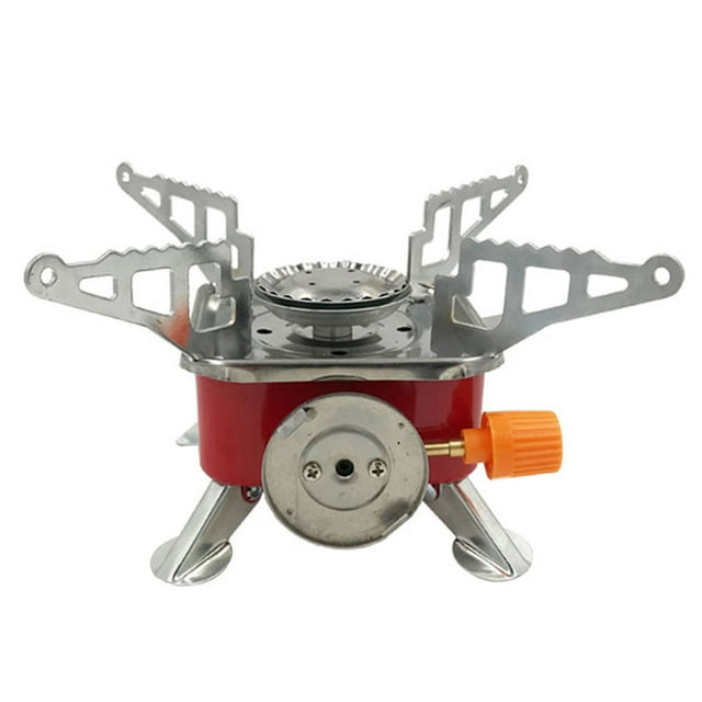 Outdoor Stove, Foldable Mini Quadrate Gas Stove Side Gas Filling Hole Windproof for Camping