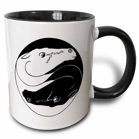 3drose, Yin Yang Horseheads, 11oz Two-tone Black Mug