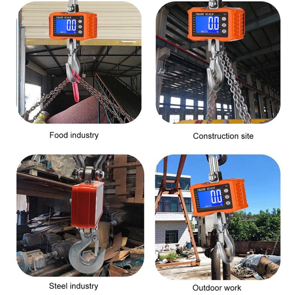 Digital Hanging Scale 1000kg/ 2204lbs Portable Heavy Duty Crane LCD Backlight Industrial Hook Scales Unit Change/ Data Hold/ Tare/ Zero for Construction Site Travel Market Fishing Outdoor Work