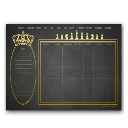 Ready2HangArt Regal Monthly Dry Erase Calendar - Gold / Slate