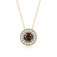 thumbnail image 4 of RYLOS Halo Designer Matching Set Yellow Gold Plated Silver: Ring, Earrings & Necklace. Gemstone & Diamonds, 4MM Smoky Quartz June Birthstone; Size 5, 4 of 7