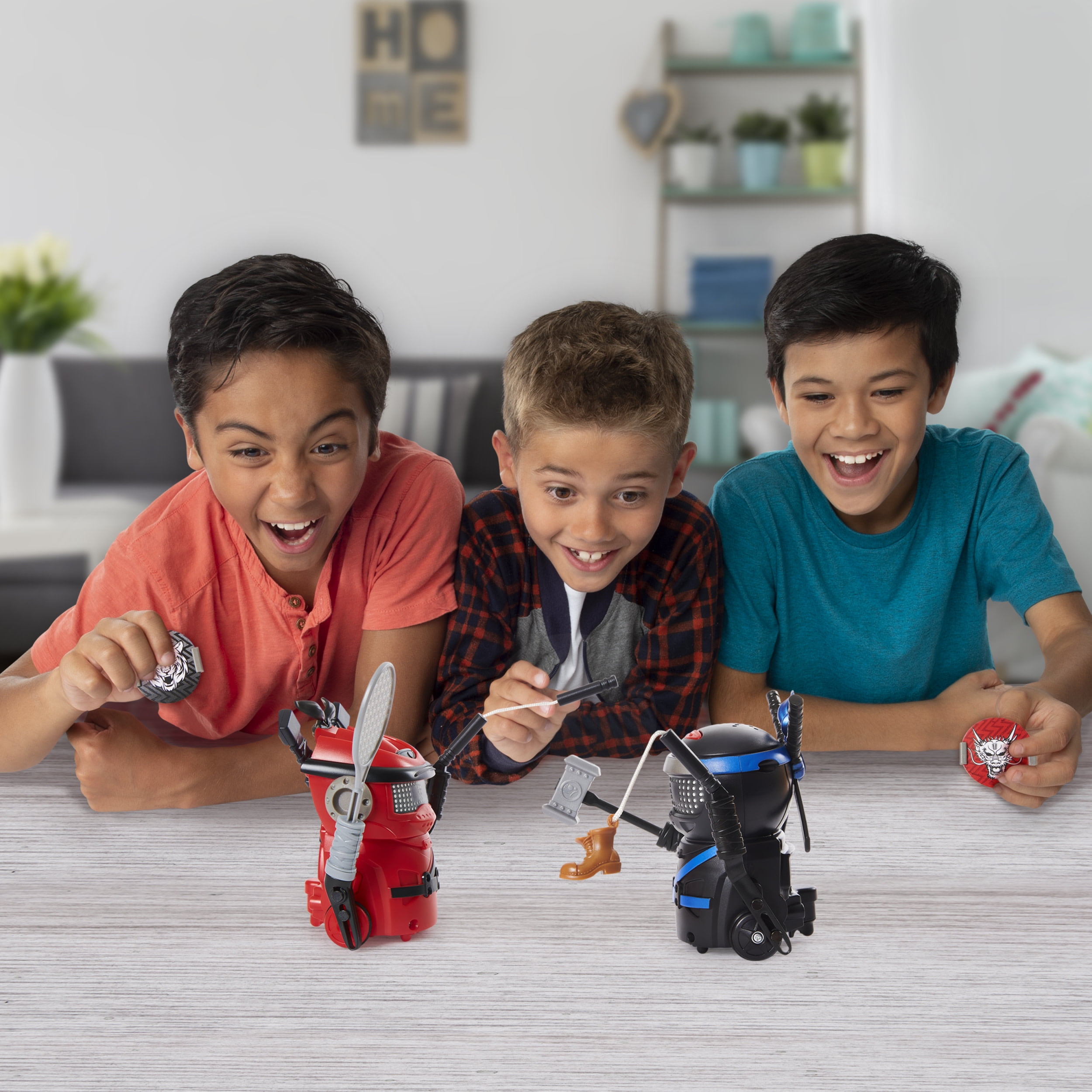 Ninja Bots 2-Pack, Hilarious Battling Robots (Red/Black) with 6 Weapons and Over 100 Sounds and Movements