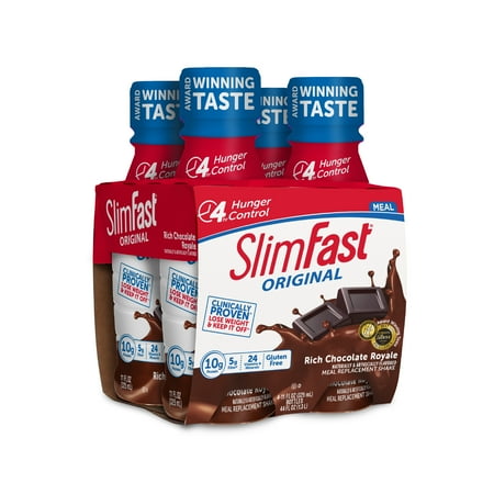 SlimFast Original Ready to Drink Meal Replacement Shakes, Rich Chocolate Royale, 11 fl. oz., 4 Pack