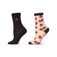 thumbnail image 3 of MeMoi 2 Pair Women's Fashion Floral Crew Socks - Womens - Female, 9-11, Navy, 3 of 3