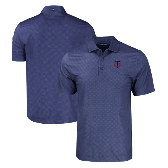 Men's Cutter & Buck Navy Minnesota Twins Big & Tall Pike Eco Tonal Geo Print Stretch Recycled Polo