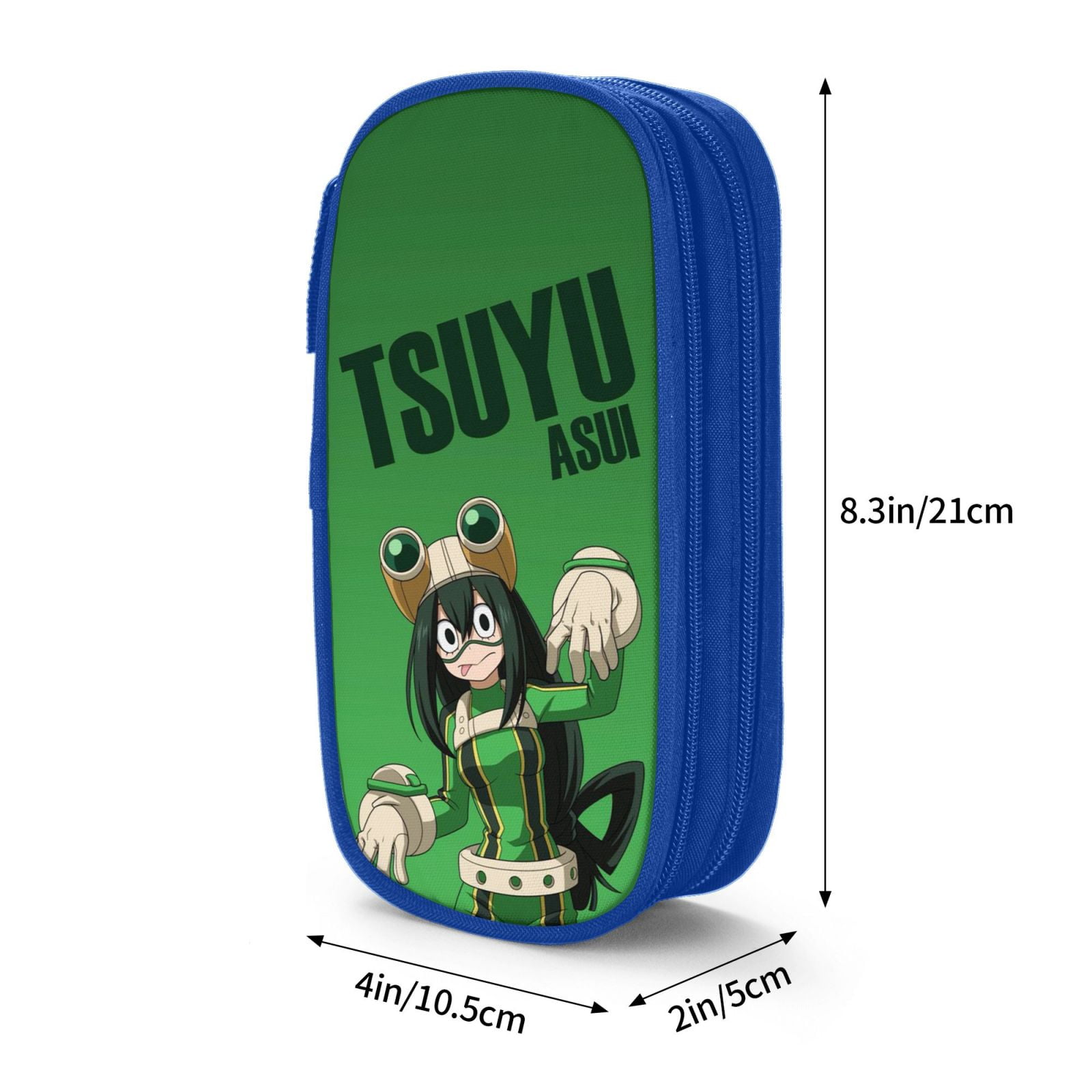 My Hero Academia Tsuyu Asui Pencil Case Large Capacity Pencil Pouch Pen Bag Office Stationery Organizer Travel Makeup Bag Blue