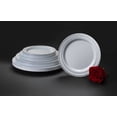 thumbnail image 2 of Party Essentials 70-Count Hard Plastic 7.5" Divine Dinnerware Disposable China Salad/Dessert Plates, White with Silver Band, 2 of 5