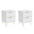 thumbnail image 6 of Glavbiku Wood White Nightstand Set of 2,Carved 2-Drawer Night Table with Gold Leg Bedroom,20"H,Adult, 6 of 9