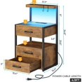 thumbnail image 2 of SAZYY Led Nightstand with Charging Station, 3 Drawers Night Stands with Led Lights, Black Bedside Tables with Storage Shelves, Modern End Side Tables for Bedroom, Office,Rustic Brown1 Pack, 2 of 9