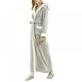 thumbnail image 2 of Women Ladies Hooded Extra Long Warm Bathrobe Thicken Flannel Bath Robe Thermal Dressing Gown, 2 of 6