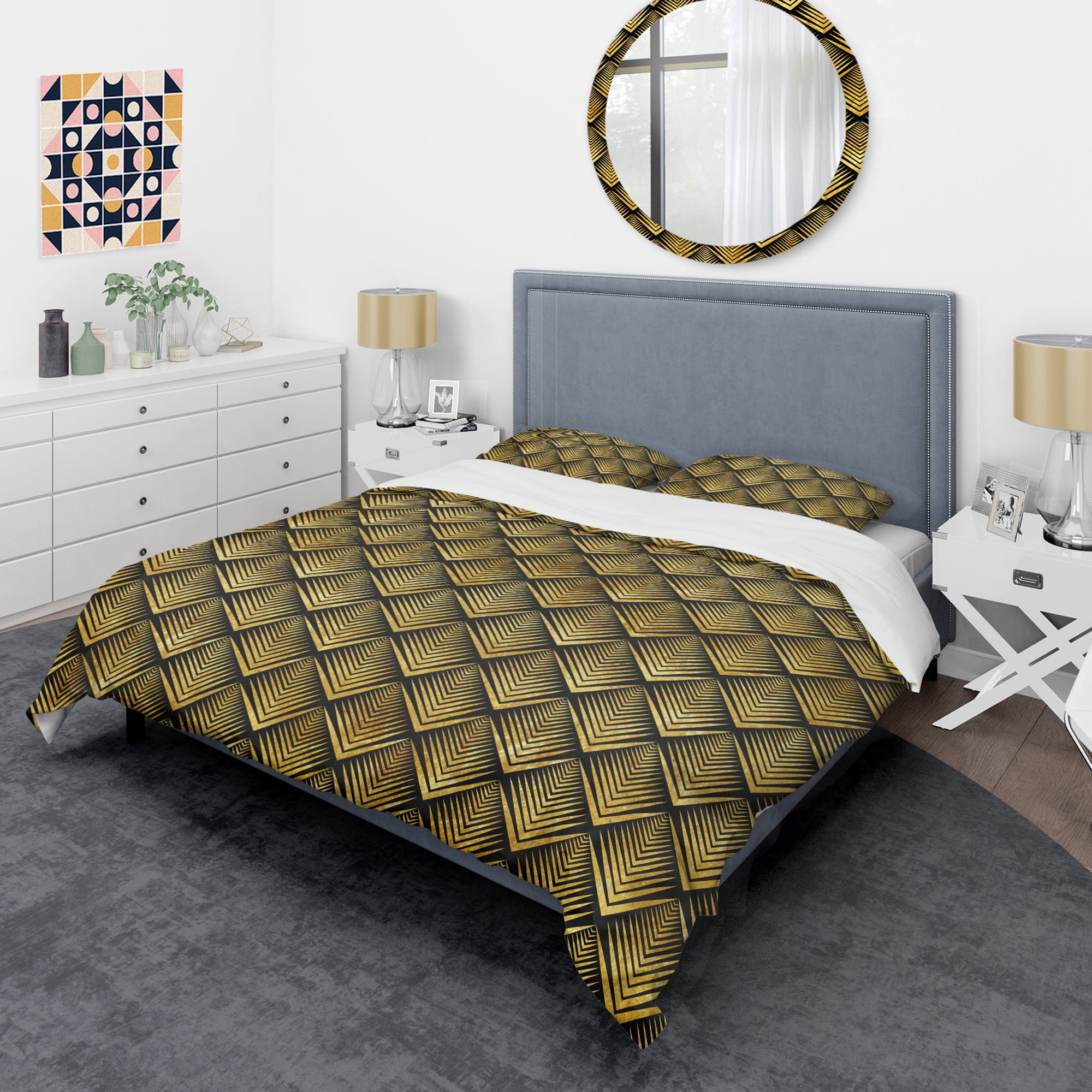 Designart 'Art Deco Seal pattern' Mid-Century Modern Duvet Cover Set