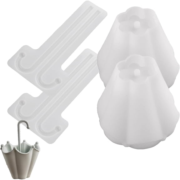 3D Umbrella Silicone Mold Resin Flower Pot Vase Candle Holder DIY Casting 2Pcs White