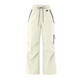 thumbnail image 5 of YFNNUP Women Cargo Pants Quick-Dry Parachute Hiking Pants Lightweight Baggy Pants Casual Outdoor Travel Trouser with Zipper Pockets Khaki L, 5 of 6