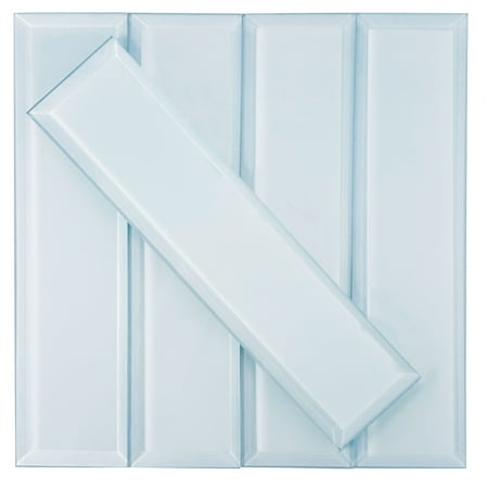 Abolos- Frosted Elegance 3" x 12" Glass Subway Tile in Glossy Blue (14sqft / 56pc Box)