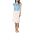 thumbnail image 2 of INSPIRE CHIC Women's Satin Keyhole Blouse Cap Sleeve Sparkly Chain Neck Rhinestone Tops S Blue, 2 of 5