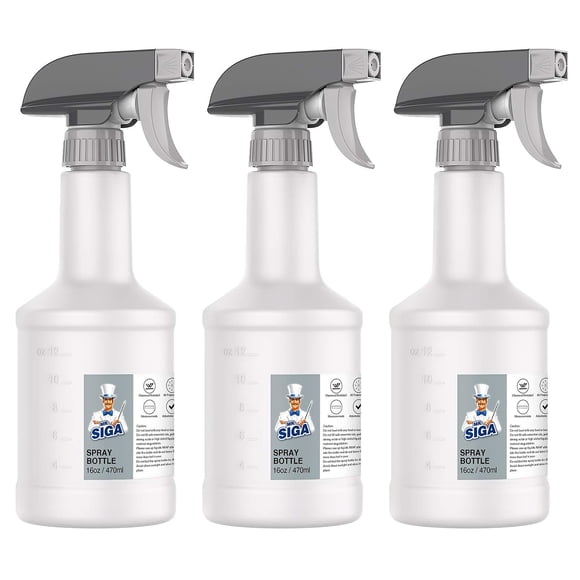 MR. SIGA 16 oz Empty Heavy Duty Reusable Plastic Spray Bottles for Cleaning Solutions, 3 Pack
