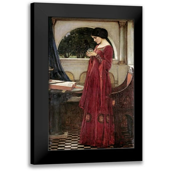 Waterhouse, John William 11x14 Black Modern Framed Museum Art Print Titled - The Crystal Ball