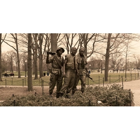 The Three Soldiers bronze statues at The Mall Washington DC USA Canvas Art - Panoramic Images (27 x
