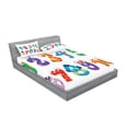 thumbnail image 2 of Number Fitted Sheet & Pillow Sham Set, Math Signs as Funny Characters Monsters Giraffe Snake Cartoon, Decorative Printed 6 Piece Bedding Decor Set, Full, Multicolor, by Ambesonne, 2 of 3