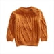 thumbnail image 2 of Cowsor Toddler Neck Ribbed Knit Sweater Baby Boys Girls Fall Winter Cozy Soft Warm Pullover Chunky Striped Sweatshirt, 2 of 5