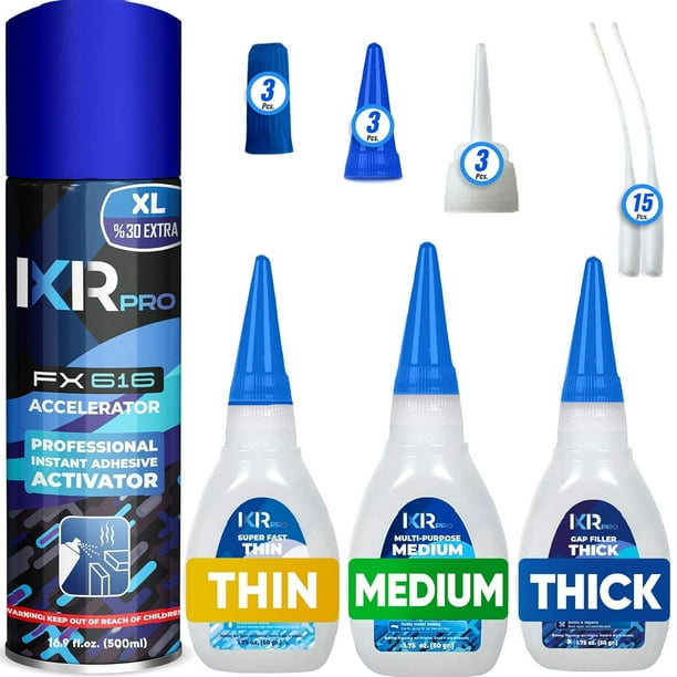 Kit de pegamento ixirpro CA Glue con activador, 50 ml (fino, medio grueso)