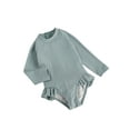 thumbnail image 2 of Jxzom 1-5T Toddler Little Girl One Piece Swimsuit Ruffled Long Sleeve Zip Up Rash Guard Swimwear Bathing Suit, 2 of 7