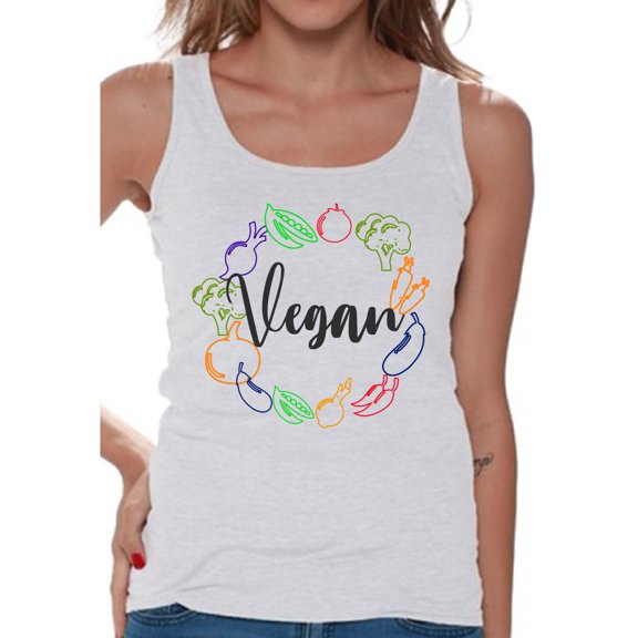 Awkward Styles Funny Vegetables Tank Top for Her Ladies Tanks Vegetarian Tshirt Vegan Friendly Shirts for Her Vegan T Shirts Vegan Clothes for Women Vegan Organic Shirts for Her Gifts for Vegetarians