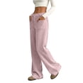 thumbnail image 5 of Hsovts Women Drawstring Wide Leg Casual Sweatpants, High Rise Relaxed Fit Soft Loungewear Trousers, Fashion Everyday Pants With Convenient Side Pockets Pink S, 5 of 6
