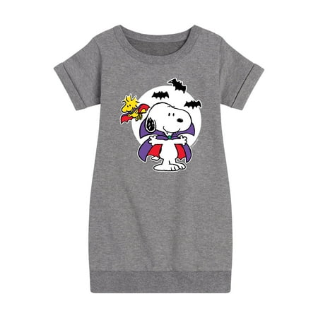 

Peanuts - Snoopy Vampire and Woodstock - Toddler And Youth Girls Fleece Dress