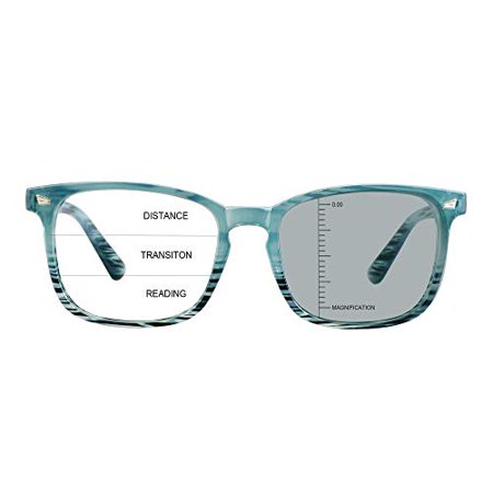 LAMBBAA Vintage Square Progressive Multifocal Presbyopic Glasses, Photochromic Gray Sunglasses for Men Women Readers (+0.00/+2.50 Magnification)…