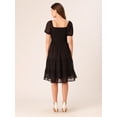 thumbnail image 3 of DressBerry Women's Solid Poly Georgette Square Neck Tiered Dress Short Puffed Sleeves Knee Length Smocked Front Casual&nbsp;Summer Wear Midi Length Light Weighted Wavy Party Wear Dress, 3 of 7