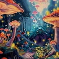 thumbnail image 5 of Orinice Mushrooms Fireflies Forest Bathroom Decor Set - Colorful Luxurious Shower Curtain with Hooks, Polyester Fabric Home Bathtubs Decoration 69x72, 5 of 7