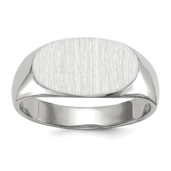 14K White Gold Ring Band Signet 7.5x13.5mm Closed Back