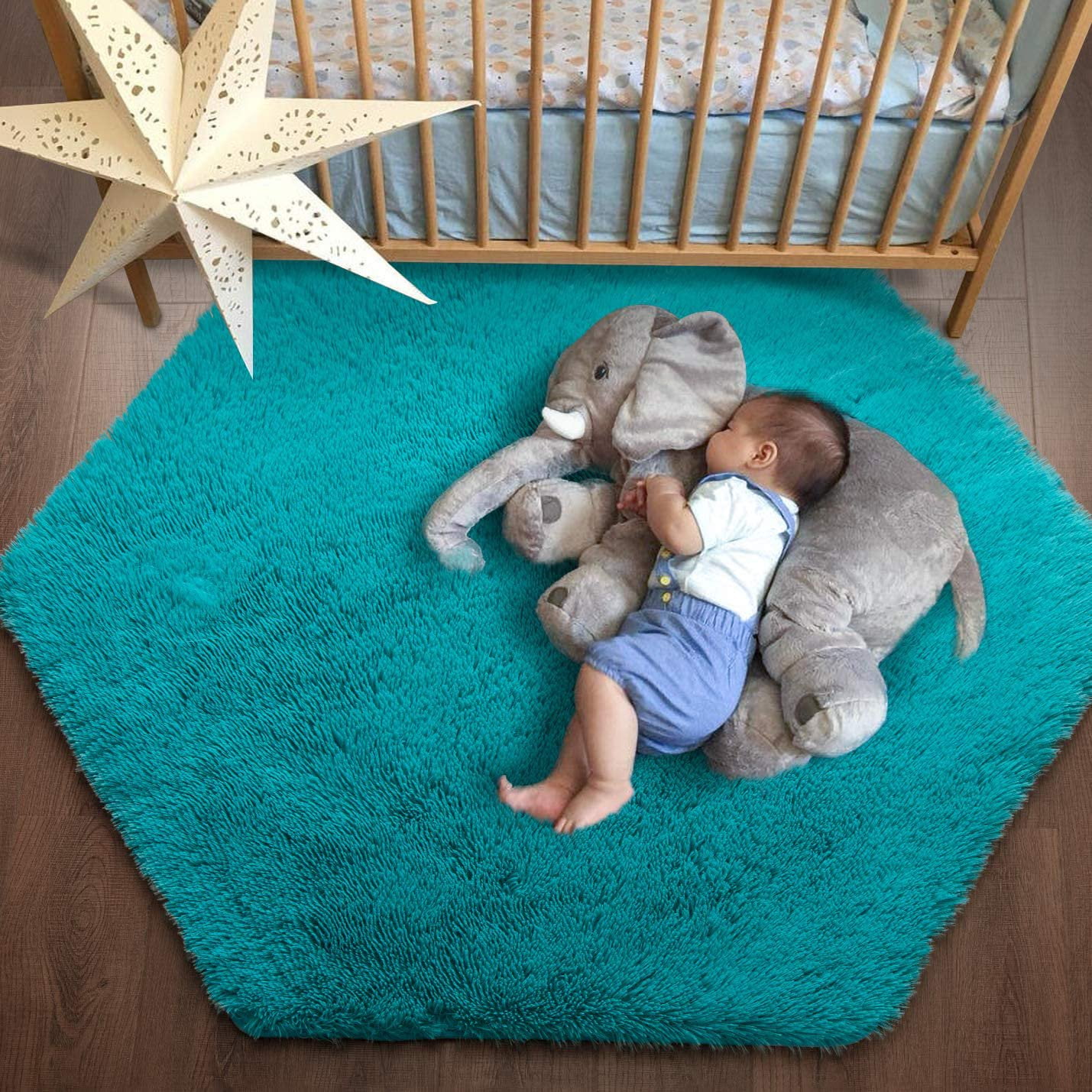 Homore Kids Area Rugs, Hexagon Fluffy Soft Area Rugs for Kids Girls