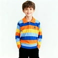 thumbnail image 2 of SGFCWSX Boys Long Sleeve Polo Shirt, Kids Collared Top Striped Casual School Daily Tees Orange Size 3-4Years, 2 of 7