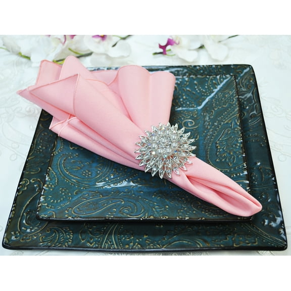 Wedding Linens Inc. (10 pcs) 17" x 17" Polyester Linen Napkins - Pink