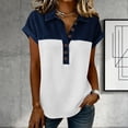 thumbnail image 2 of Nestiefly Womens Spring Tops Casual Short Sleeve Summer Shirts for Women Button Down Denim Collar T Dressy White S, 2 of 5