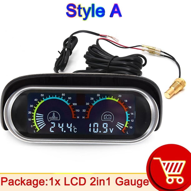 Universal 2 In 1 Lcd Car Digital Water Temp Gauge Voltmeter Motorcycle Water Temperature Sensor 10mm 12v 24v Volt Meter