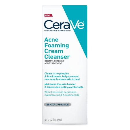 CeraVe Acne Foaming Cream Face Cleanser, Facial Cleanser for Oily (Best Face Wash For Oily Sensitive Skin In India)