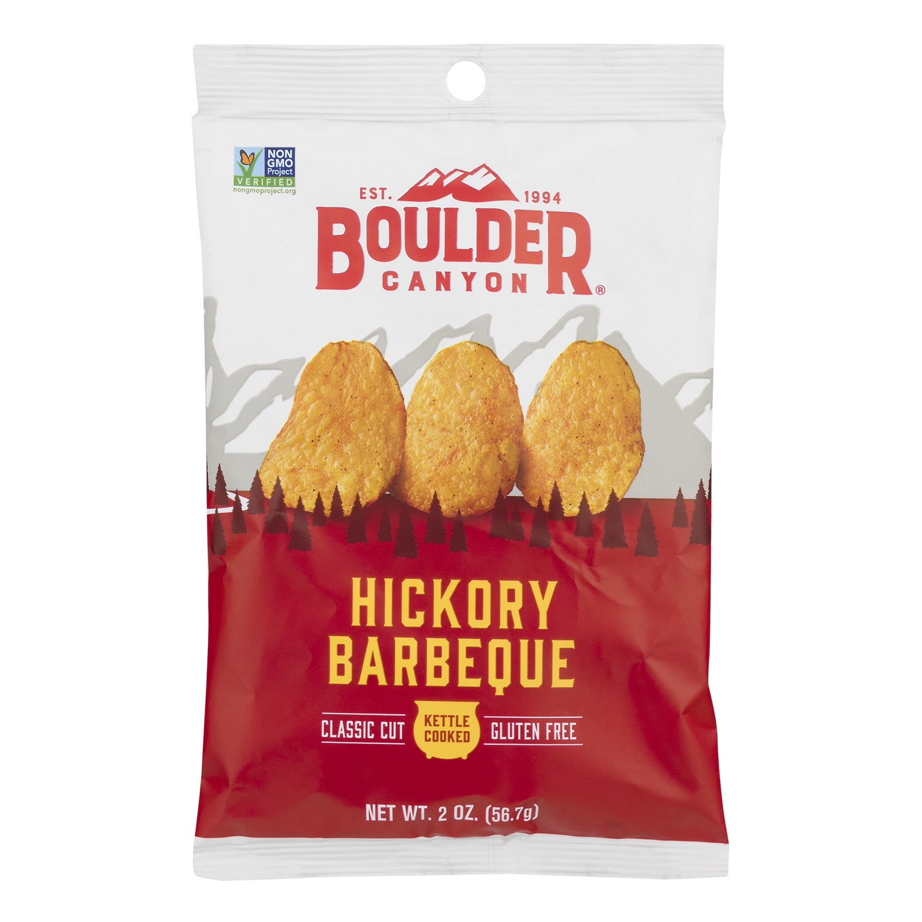 Boulder Canyon Kettle Cooked Potato Chips, Hickory Barbeque 2 oz