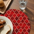 thumbnail image 3 of Red Geometric Round 13 Inch Placemats Set of 8, Modern Morocco Abstract Art HeatResistant Non Slip Place Mats for Dining Table, Wipeable Braided Kitchen Table Mats for Housewarming, 3 of 9