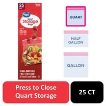 Great Value Fresh Seal Quart Storage Double Zipper Bags, 25 Count