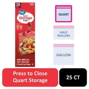 Great Value Fresh Seal Quart Storage Double Zipper Bags, 25 Count