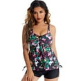thumbnail image 3 of SWSMCLT Women's 2 Piece Ruched Tankini Floral High Waisted Modest Slimming Push Up Swimsuit Boy Short Tummy Control Bathing Suit Pink 12, 3 of 4