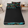 thumbnail image 4 of Manfei Monster Truck Zipper Full Size Comforter Sets with Fitted Sheet and 2 Pillowcases,Boys Friendly Pattern Zipper Bedding Set,Black,Black Reversible,4pcs, 4 of 8