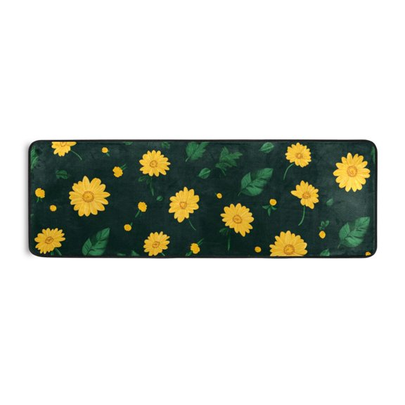 Yellow Sunflower on Dark Runner Rug for Hallways Kitchen Non Slip 2'x 6' Washable Hall Carpet for Bedroom Entryway Laundry Room