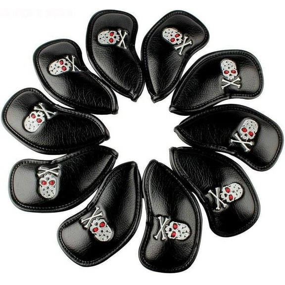 Golf Skull Thick Synthetic Leather Iron Head Covers for Golf Iron Club Head Protectors(pack of 10)