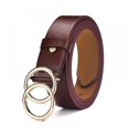 thumbnail image 1 of Cinturón de jeans para mujer Cinturón Hebilla de anillo doble, Cinturón de mujer con hebilla redonda doble (rojo vino) Feliz Sencillez, 1 of 2